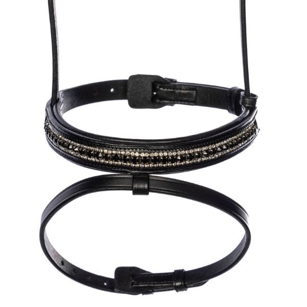 Eques gecombineerde neusriem zwart en wit kristal (2) Eques gecombineerde neusriem zwart en wit kristal